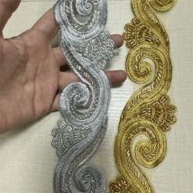 4,5 Yards Gold Silber Perlen Spitzenbesatz Großhandel Strass Spitze für Brautkleider