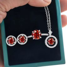 Insgesamt 6 ct moissnait Schmuck-Set D Farbe Moissanit für Frauen Männer Echt 925 Silber Ohrstecker Anhänger Halskette Kostenloser Versand