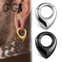 Giga 1/2PCS 6mm 2G Water droplet Ear Weights Hangers Plugs Expander Stainless Steel Piercing Earrings Women Man Fashion Jewelry