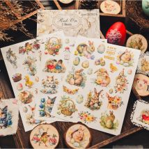 Osterei und Hase Rub On Papieraufkleber Festivalkartenherstellung Journaling Dekoration Stoff DIY Druck Transfer Bastelbedarf