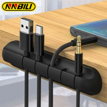 NNBILI Organizer do kabli silikonowe USB oplot na kable pulpitu schludny uchwyt na kabel z zaciskami do zarządzania organizerem przewód słuchawek myszy