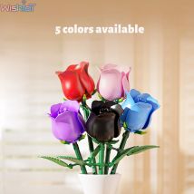 Fai da te romantico bouquet di rose blocchi di costruzione fiori conservati creativo rosa nera gotica puntelli per foto decorazioni per la casa giocattolo per bambini regalo per ragazze