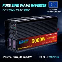Inverter a onda sinusoidale pura 5000W/4000W/3000W DC 12V/24V a AC 220V Car Power Inverter Multi-funzione Presa Convertitore Strumenti Solare