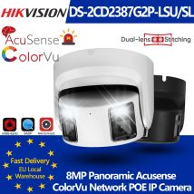 Telecamera IP a torretta ColorVu panoramica Hikvision da 8 MP DS-2CD2387G2P-LSU/SL 4K Sicurezza Doppia lente Colore Notte Microfono incorporato Altoparlante