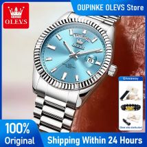 OLEVS 5650 Mens Watch Original Casual Fashion Quartz Watch Waterproof Luminous Date Watches For Man Gift Stainless Steel Reloj
