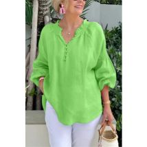 Mode Baumwolle Leinen Solide Lose Shirts Frauen Sommer Casual Langarm V-ausschnitt Taste Blusen Und Tops Täglichen Elegante Top Weibliche
