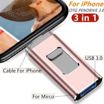Para iPhone unidad Flash USB 2TB 1TB USB 3,0 Pendrive 3 en 1 Mirco USB 3,0 512G 256GB 128/64/32gb memoria USB clave MFi Pen drive