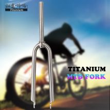 TiTo Titanium Gr.9 MTB  Mountain Bike Front Fork Round Shoulder 3AL/2.5V Bicycle Fork  PM / IS Mount With V Brake Titanium Fork