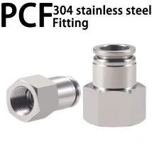 304 Stainless Steel Pneumatic Hose Fitting PCF Air Tube Connector 1/8 1/4 3/8 1/2 BSP Quick Release Pipe Fittings PCF14-02 PCF12