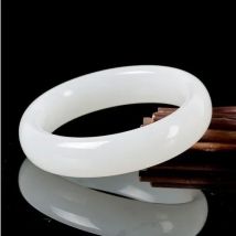 Echte Natürliche Weiße Jade Armreif Armband Charme Schmuck Mode Zubehör Hand-Geschnitzt Glück Amulett Geschenke für Frauen Ihre Männer