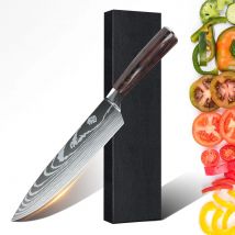 MDHAND 7CR17 Coltello da cucina in acciaio inossidabile Coltelli da macellaio affilati Damasco Modello laser Coltello da chef Mannaia Strumento per filetti affilati
