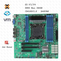 Kit de placa base XEON Nas 10 SATA con E5 V3/V4 DDR4 2400MHz compatible con Turbo PCIE Split para enrutador NAS Sever 2x2,5 GbE I226 24*24cm