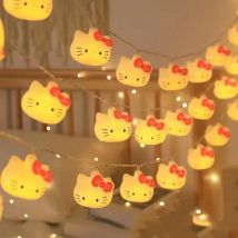 Świetlne lampki Hello Kitty Kawaii, lampki sznurkowe USB do sypialni, oświetlenie nastrojowe, dekoracja domu, figurki anime, świecące modele zabawek