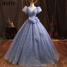 Jeheth echte Fotos Glitzer Ballkleid Puff Ärmel Prinzessin Geburtstags kleider funkelnde Robe de Bal formelle Abend party für Frauen Echte Fotos Glitter Prom Kleid Puffärmel Prinzessin Geburtstag
