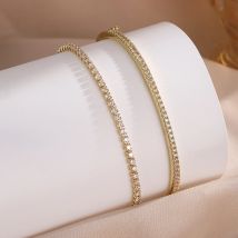 ZAKOL 2-teiliges klassisches rundes Zirkon-zierliches Tennis-Armband-Armreif-Set für Damen und Herren, exquisite, minimalistische, täglich gestapelte Armbänder