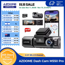 AZDOME M550 Pro Dash Cam Car DVR 5.8Ghz WiFi 3.19" IPS 2 or 3 Channel Dash Camera GPS Night Vision Dual 4K+1080P Parking Monitor