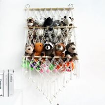 Stofftier Lagerung Hängematte 2-schicht Holz Plüsch Spielzeug Halter Hängende Lagerung Rack-Home Organizer Für Kindergarten Spielkamer schlafzimmer