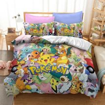 Pokemon Bett bezug Cartoon Spiel gedruckt Bettwäsche Pikachu Bett bezug Kinderzimmer Bett Kleidung Kissen bezug Weihnachts geschenke