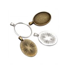 10pcs Antique Bronze/Antique Silver Metal Copper Oval Cabochon 18x25mm Settings Base Jewelry FidningsTray Pendant Bezel Blanks B