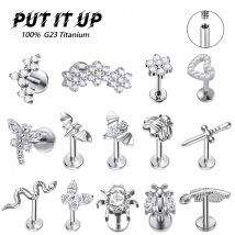 Hochwertiges, hypoallergenes Ohrstecker-Set aus Titanlegierung F136, modischer Knorpel- und Lippenpiercing-Schmuck für Körperpiercings