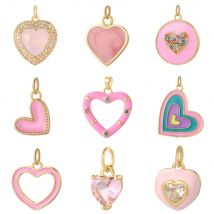 Bohemian Pink Love Emaille Anhänger Valentinstag Schmuck Geeignet DIY Schlüsselanhänger Anhänger Tasche Dekoration Armband Halskette Herstellung