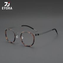 EYORA Übergroßer Rahmen, runde Titan-Tempel-Lesebrille, Anti-Blue-Ray-Myopie und Hyperopie, photochrome verschreibungspflichtige Brillen