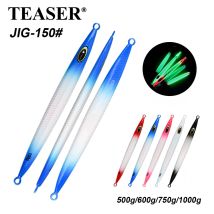 TEASER J150 500G 600G 750G 1000G  Deep Sea Large Iron Plate Slow Jig Lead Fish Lure Luminous Boat Fishing Bait Kingfish