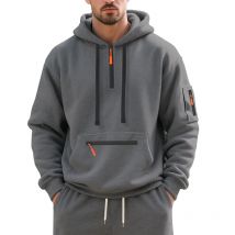 2025 herbst winter Männer lässig runde kragen fleece-sweatshirt Retro Harajuku Langarm top Männer Lose Zipper Multi-tasche Hoodie