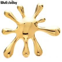 Wuli&baby Große Edelstahl-Virus-Design-Broschen für Damen und Herren, zweifarbige Blumen, einfach zu kombinieren, Party, lässige Brosche, Pins, Geschenke