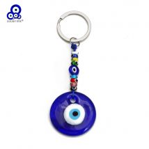 EVIL EYE Glas-runder türkischer Schlüsselanhänger mit buntem Blick, bunter Perlen-Auto-Schlüsselanhänger für Damen und Herren, Schmuck, Llavero Porte Clé Andersen Byd