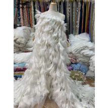 Madison-pizzo di piume 3D di lusso, paillettes lucide, pizzo a rete, tessuto di Tulle, svizzero, sposa, festa di nozze, cucito, di alta qualità, 2024