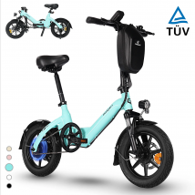 Składany rower elektryczny 250W 36V 7.8Ah bateria dla dorosłych, miejski e-bike, wyświetlacz LCD, podwójne hamulce tarczowe, rower do dojazdów do pracy 14 cali Bodywel T16Pro