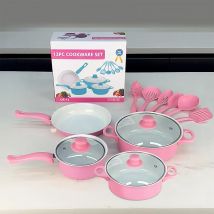 12-Piece Non-Stick Cookware Set Cooking Pot with Lid Milk Pot Maifan Stone Frying Pan Cooking Pot Set for All Hob