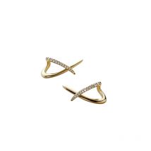 Trendy Gold Color Zircon Cross Stud Earrings for Women Girls Korean Minimalist Geometry Earring Fashion Jewelry Party Gifts