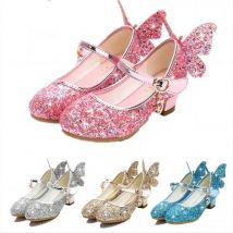 Prinzessin Schmetterling Leder Schuhe Kinder Diamant Bowknot High Heel Kinder Mädchen Tanz Glitter Schuhe Mode Mädchen Party Tanz Schuh