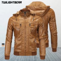 Winter männer Leder Jacken Männlichen Mit Kapuze Fleece Mantel EUR Größe Streetwear PU Casual Biker Jacken Männer Motorrad Jacke A1F1603