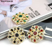 Gold Farbe Frauen Brosche Kaftan Pins Runde Blume Kristall Schmuck Türkisches Design Arabisch Braut Hochzeit Bijoux