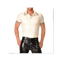customized Latex Rubber Shirt Fashion Sexy White Short Slevees Size handmade clubwear
