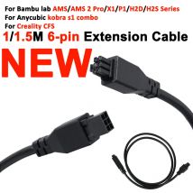 Für Bambu Lab H2D/X1C/X1/P1S/P1P AMS Verlängerungskabel AMS 1,5M 6-polig mit Magnetringkabel für Lab H2D/X1C/X1/P1S