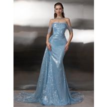 Smileven Elegance Sky Blue Mermaid Prom Dress Strapless Party Gowns Moisturizing Zipper Occassion Dress Customized 2026