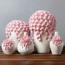 Dehua Weißes Porzellan Handgemachte Blumenschnitzerei Rosa Vase Dekoration Wohnzimmerdekorationen Floreros Decorativos Moderno