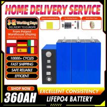 10000+ cykli 3.2V 360Ah Lifepo4 Bateria klasy A litowo-żelazowo-fosforanowy Akumulator do ładowania DIY 12V 24V 48V odpowiedni do domowego magazynowania energii słonecznej RV Kemping, inwentaryzacja