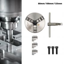 Mandrino per tornio autocentrante a 3 griffe da 80 mm/100 mm/125 mm, ganascia esterna e set di ganasce interne per macchine utensili CNC/fresatura/foratura