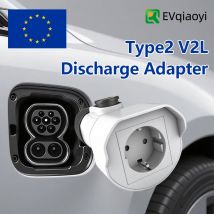 EVqiaoyi Type2 V2L Adattatore scaricatore 16A 3.5KW Type2 Spina di scarico per auto con presa europea per campeggio, BYD Jaecoo MG Renault