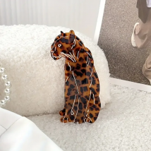 Elegante graue Jaguar-Haarnadel mit Leopardenmuster und Leopardenmuster, Partykleidung, Hinterkopf-Clip, Hai-Clip, Haarschmuck für Frauen