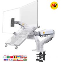 Desktop NB F160 + FP-2 Gasfeder-Doppelarm für 17"-27" Monitorhalter + 10"-17" Laptop-Unterstützung, Luftpresse-Halterung, Ständer, Last 2–9 kg
