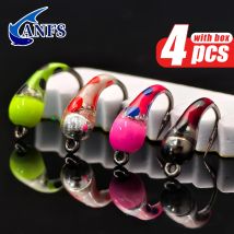 ANFS 4pcs Ice Midge Fly Fishing Nymph with Storage Box, Cool Hand Made Fly Accessories