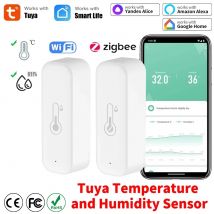 Tuya WiFi Zigbee 3.0 Temperatura e umidità Termometro per casa intelligente Igrometro APP Allarme remoto Funziona con Alexa Google Home