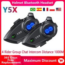 1/2PC Y5X Motorradhelm Bluetooth Intercom Headset IPX6 Wasserdicht 4 CVC+DSP Doppelte intelligente Geräuschfahrer Gruppe 500/1000M