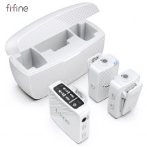 FIFINE M9 Microfono lavalier wireless da 2,4 GHz per telefono e fotocamera, doppio microfono per Vlog/Video/YouTube/TikTok/Interview, 30 ore di lavoro-M9W